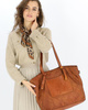 Oryginalna torebka pleciona damska skórzany shopper bag - MARCO MAZZINI brąz camel