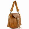 Mazzini Torebka classic saddle bag ze skóry naturalnej na ramie brąz camel