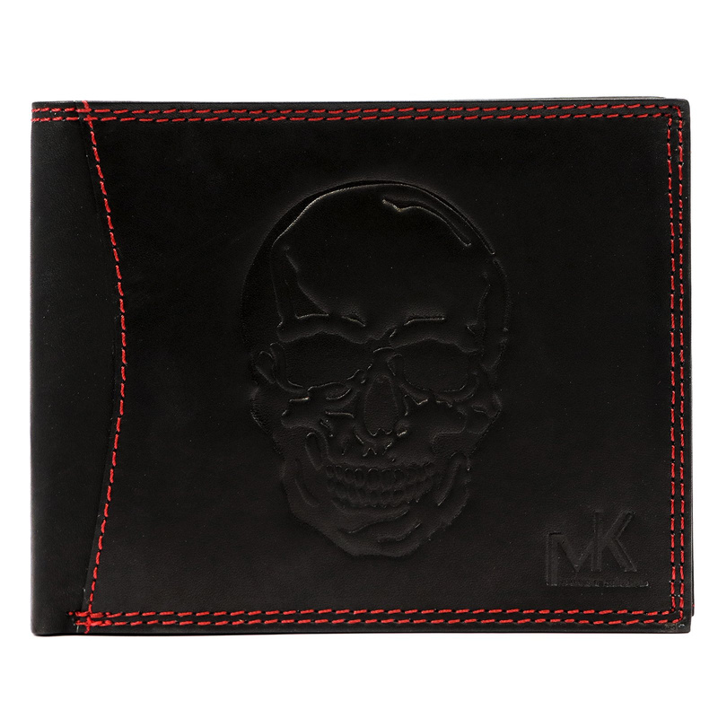 Money Kepper rozbudowany portfel skóra naturalna męski wzór czaszka