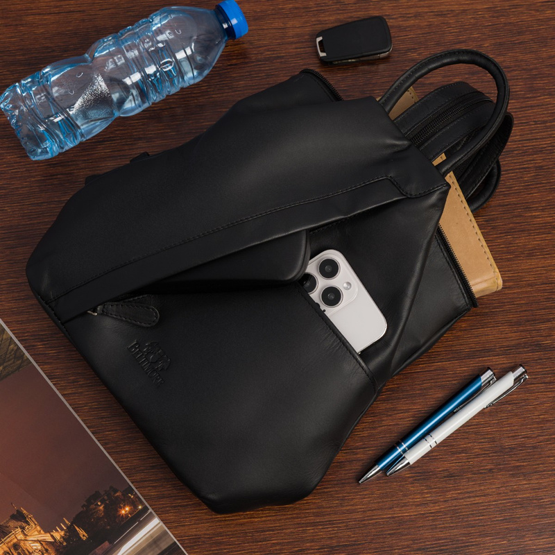 Plecak damski włoski plecaczek skórzany czarny mały Beltimore T52