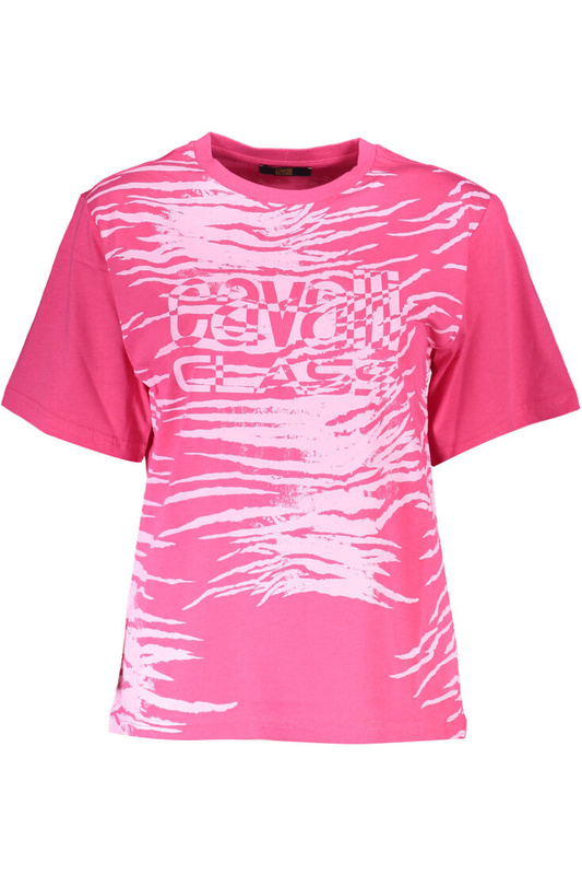 DAMSKI T-SHIRT Z KRÓTKIM RĘKAWEM CAVALLI CLASS RÓŻOWY