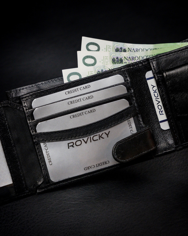 Skórzany męski portfel rozbudowany z RFID Rovicky
