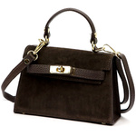 Skórzana Zamszowa damska mała listonoszka torebka na ramię z uchwytem Luka