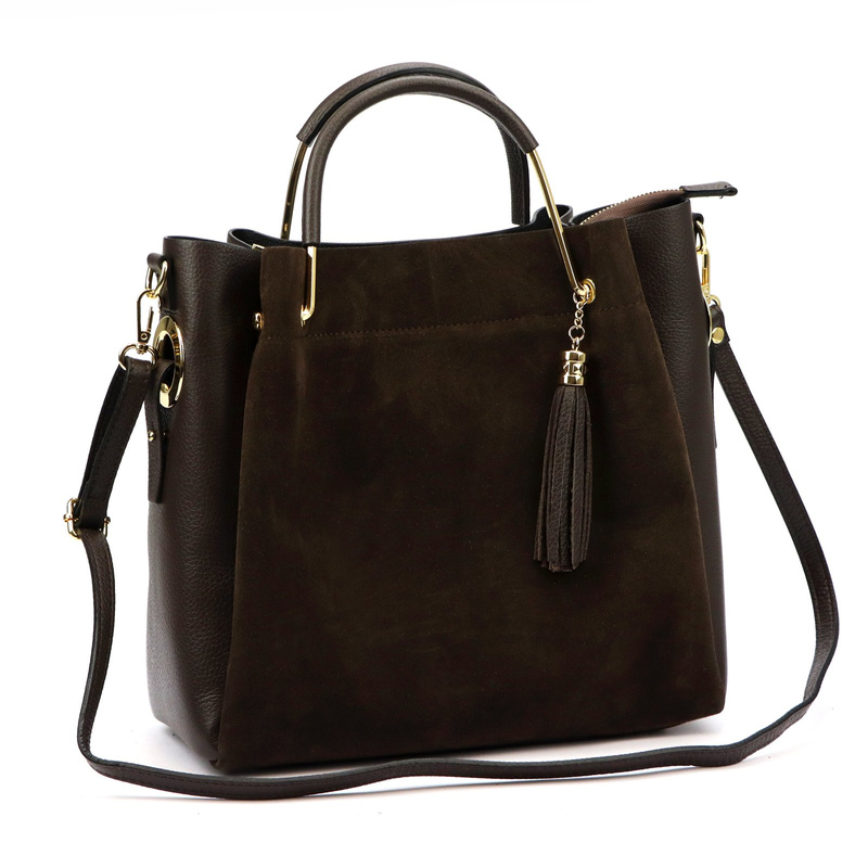 Vera Pelle damski kuferek skóra naturalna z organizerem i paskiem stylowa