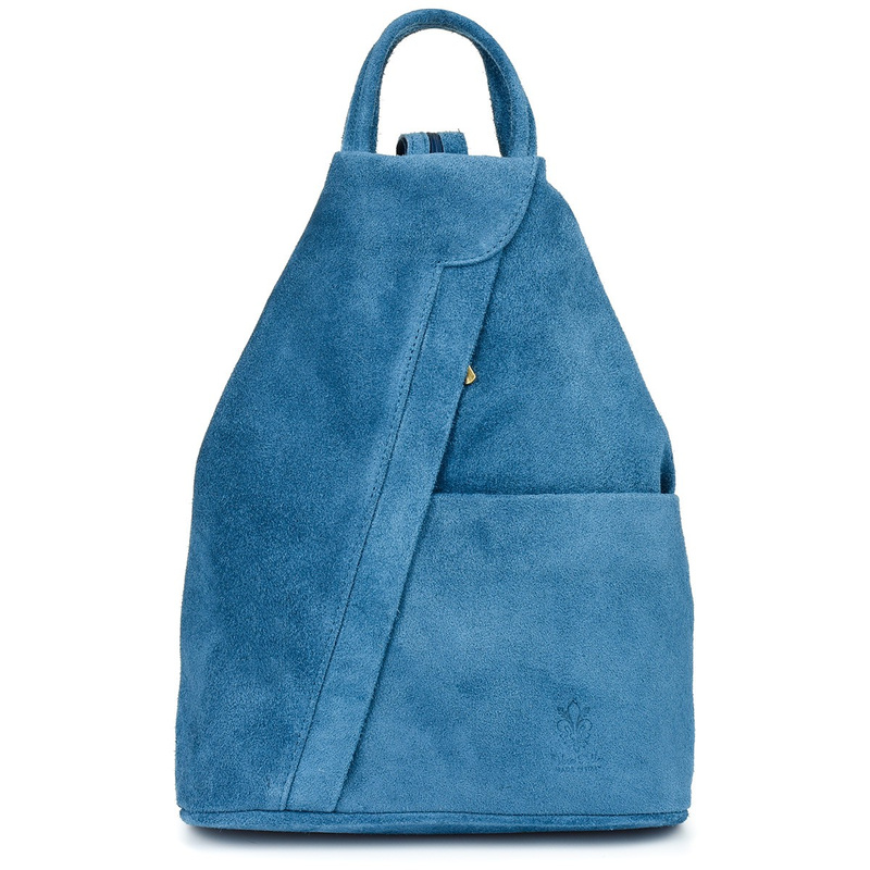 Niebieski Vera Pelle włoski Plecak Skórzany damski mały T53