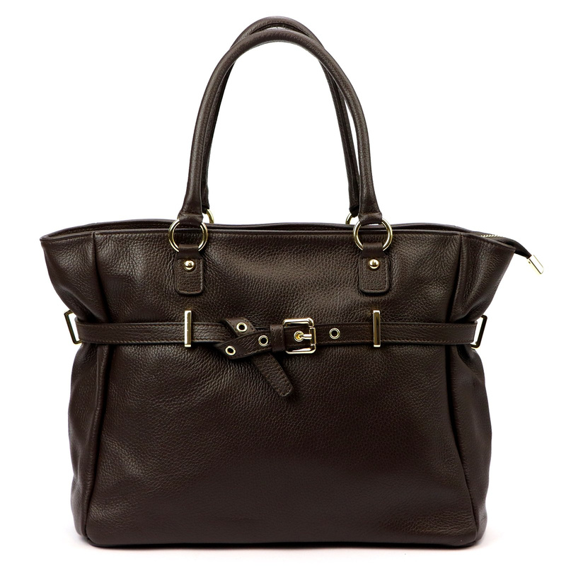 Vera Pelle damska shopperbag torebka na ramię skóra naturalna kieszenie