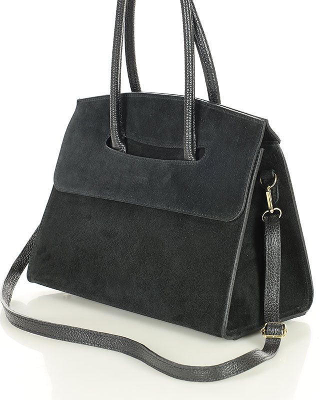 Torebka damska worek hobo bag skóra naturalna - MARCO MAZZINI czarna