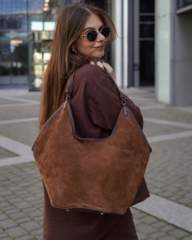 Torebka damska worek hobo bag skóra naturalna - MARCO MAZZINI czarna