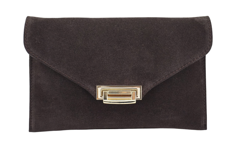 Stylowa kopertówka zamszowa Barberinis - Brązowa ciemna