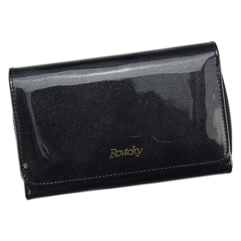 Rovicky damska portmonetka skóra naturalna lakierowana podłużny portfel