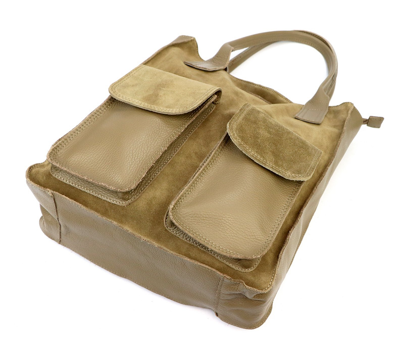 Torebka na ramię Duża damska shopperbag z kieszeniami skórzana Angelo