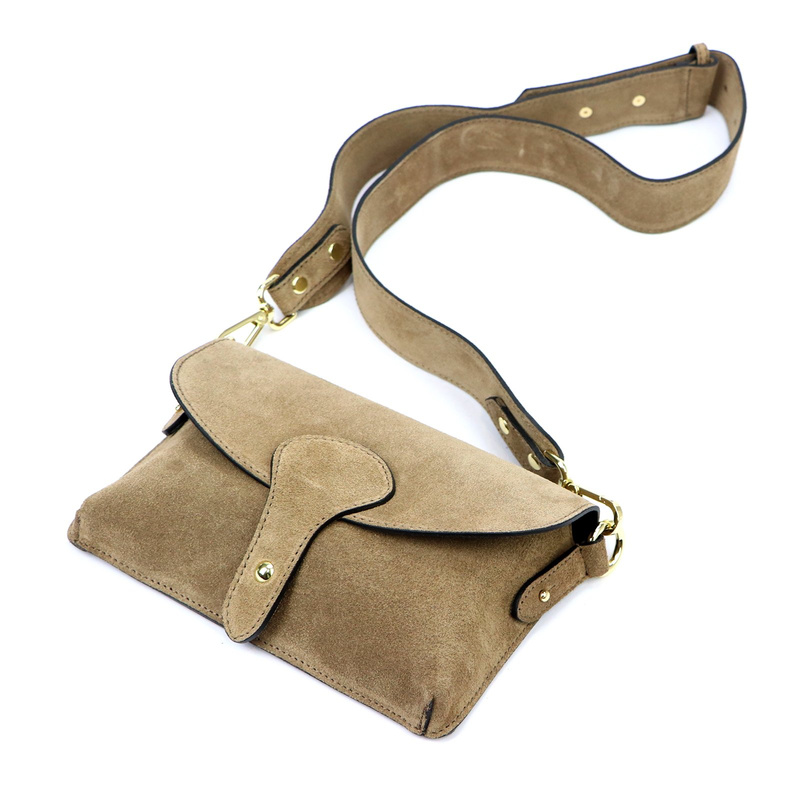 Zgrabna Mała damska skórzana zamszowa listonoszka torebka przez ramię Luka