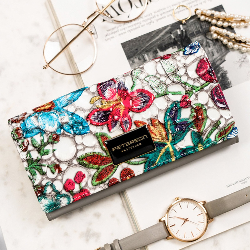 skóra naturalna + Damski portfel ze skóry ekologicznej Peterson PTN PH24-FO-LFL