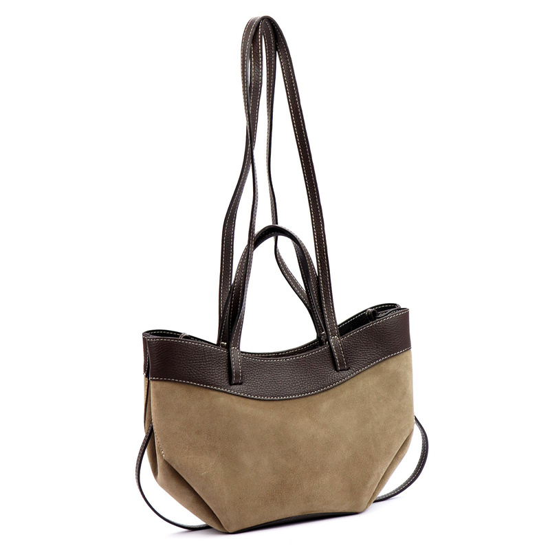 Vera Pelle damska torebka na ramię stylowa shopperbag zamsz z kosmetyczką