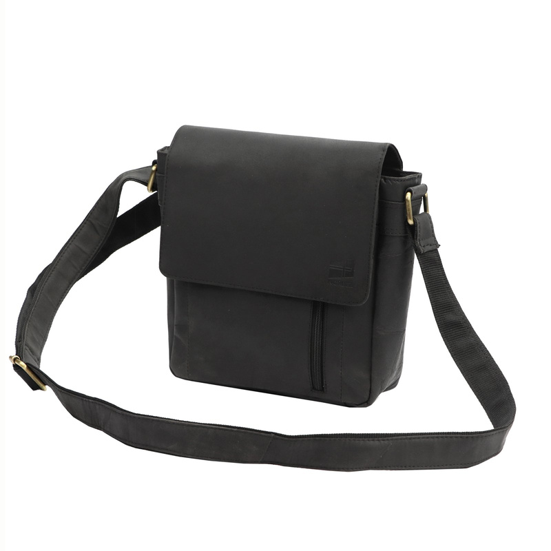 Nordee Saszetka męska z kieszeniami ze naturalnej skóry regulowany pasek