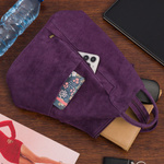Plecak plecaczek skórzany włoski damski mały trójkąt skóra zamszowa torebka fioletowy T53
