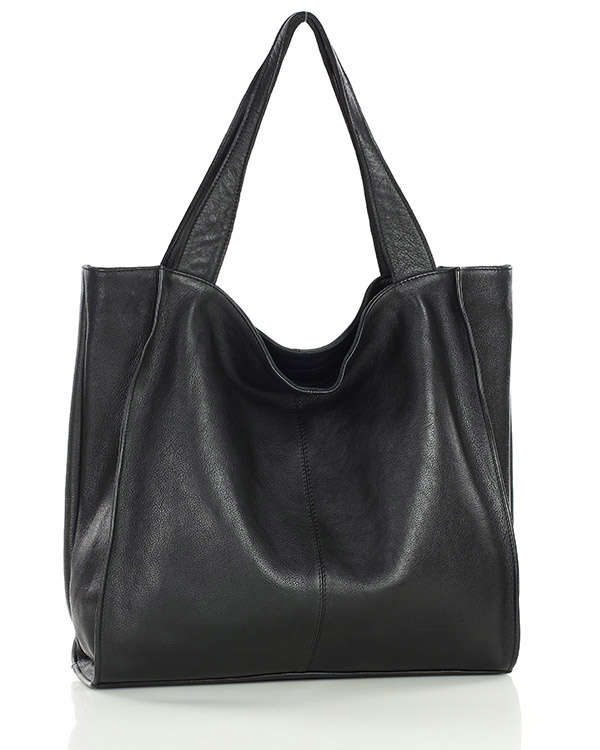 MARCO MAZZINI Torebka miejski shopper bag skóra naturalna handmade czarny