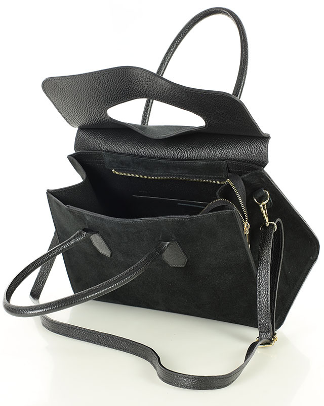 Torebka damska worek hobo bag skóra naturalna - MARCO MAZZINI czarna