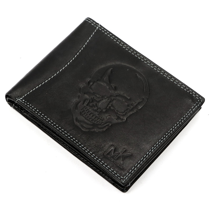 Skórzany męski portfel Money Kepper CDD 5600 SKULL