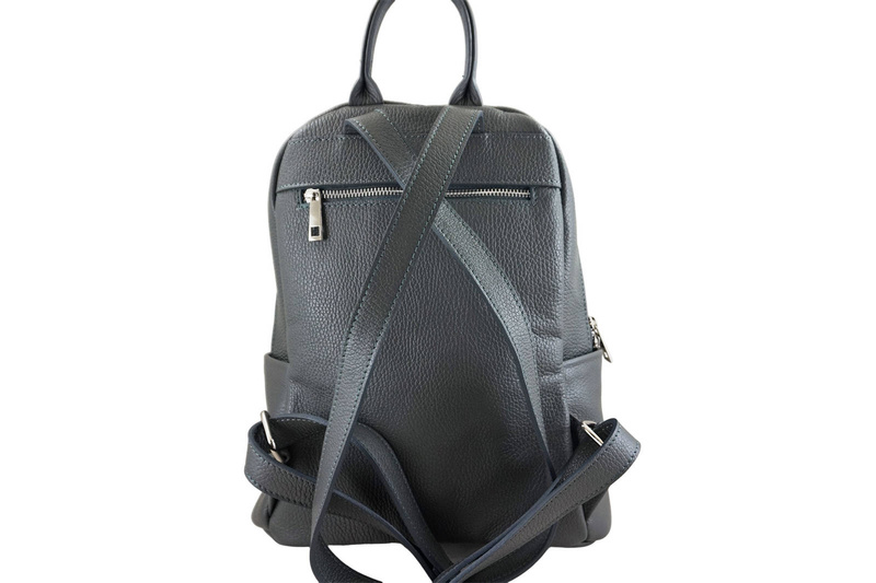 Damski plecak miejski skórzany - Szary ciemny