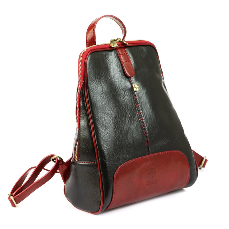 Florence Miejski Damski plecak skóra naturalna z kieszeniami na suwak