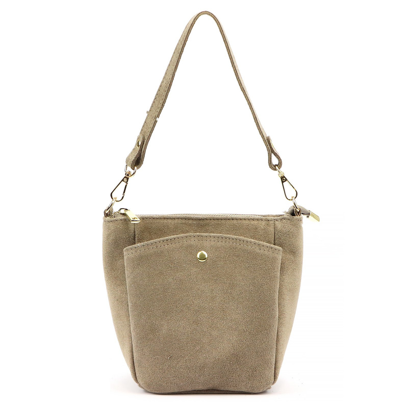 Vera Pelle damska listonoszka torebka na ramię skóra naturalna zamszowa