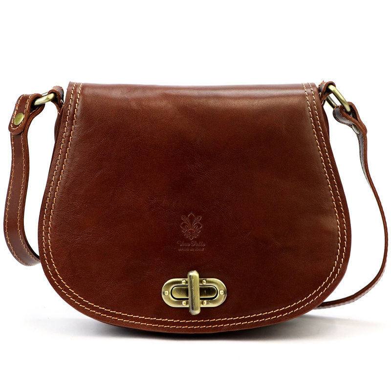 Florence Skórzana damska listonoszka torebka na ramię dwukomorowa z klapą