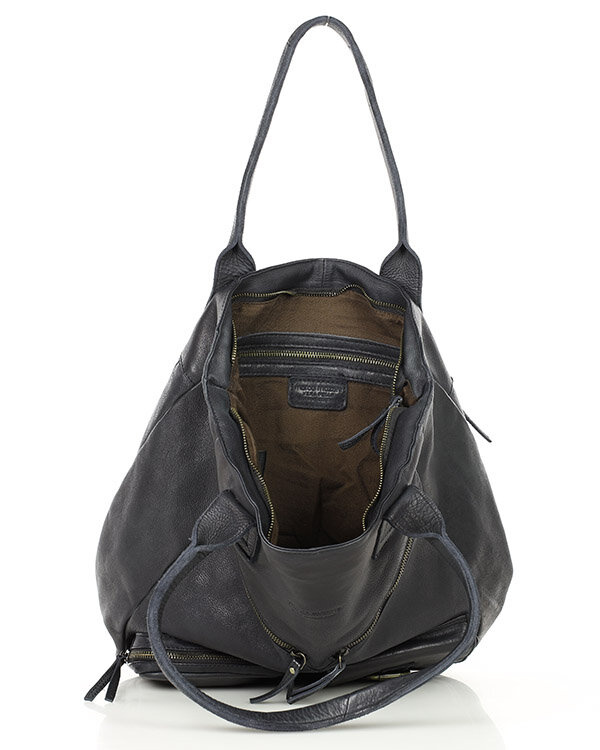 Duża torba shopper z przegródkami skóra naturalna - MARCO MAZZINI czarny