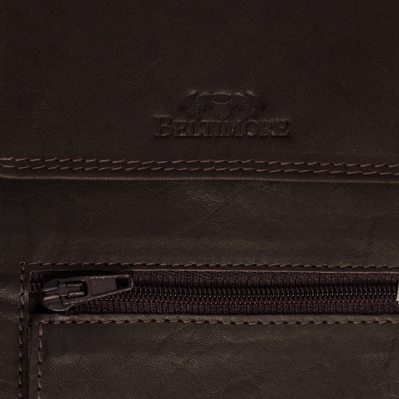 ETUI saszetka PASZPORTÓWKA na szyję dokumenty skórzana podróżna ciemny brąz Beltimore D78