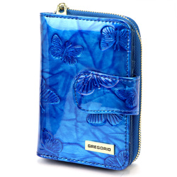 Gregorio portfel damski skóra naturalna lakierowana pionowa portmonetka