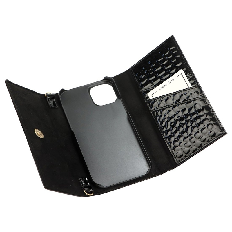 MiaMore etui Iphone 12 PRO case z klapą wzór skóra krokodyla z łańcuszkiem