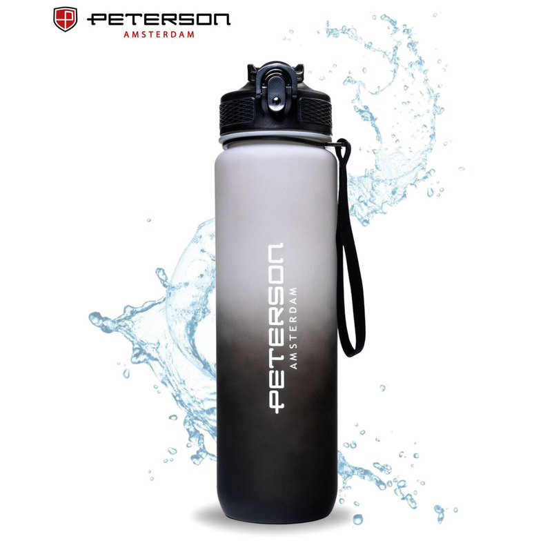 Bidon o pojemności 1000ml w biało-czarnym kolorze ze słomką - Peterson