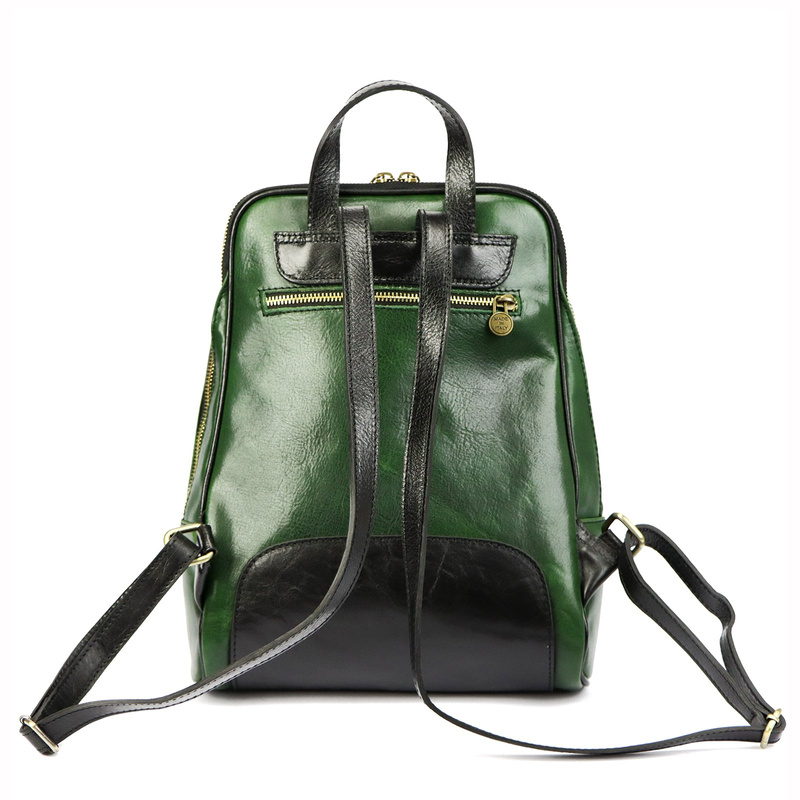 Florence Miejski Damski plecak skóra naturalna z kieszeniami na suwak