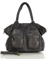 Torebka skórzana shopper bag - MARCO MAZZINI czarny