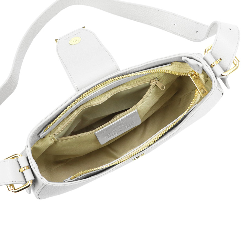 Vera Pelle damska listonoszka z kieszenią torebka na ramię skóra naturalna