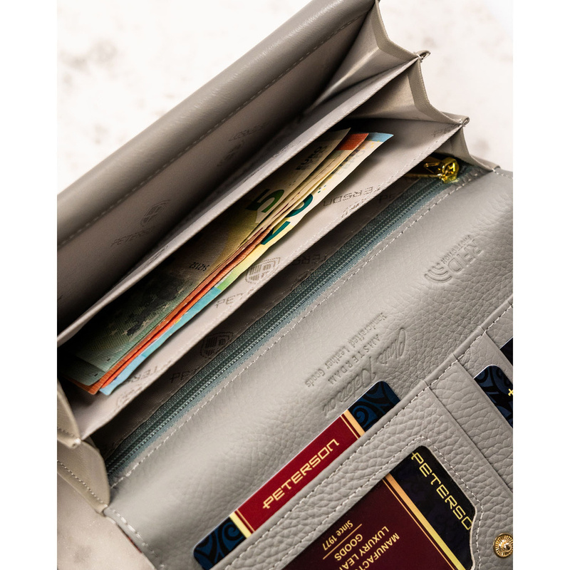 skóra naturalna + Damski portfel ze skóry ekologicznej Peterson PTN PH22-LFL