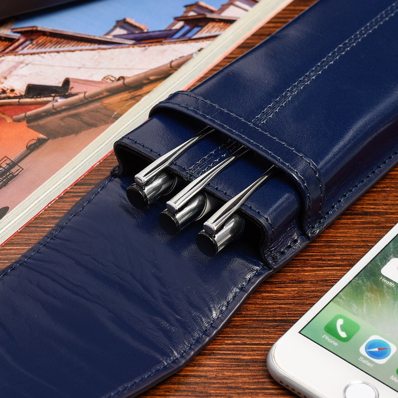 Piórnik Skórzany etui na pióro granatowe Beltimore J03