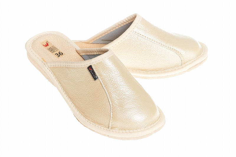 Wójciak Podhale damskie domowe kapcie ze skóry naturalnej zabudowane ciepłe