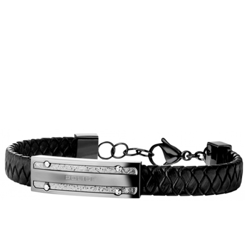 Biżuteria POLICE PJ26046BLU.03. Bransoletka, Kolor czarny. Mężczyzna.