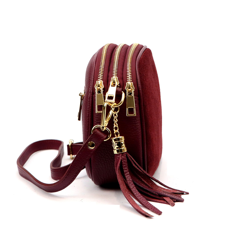 Vera Pelle listonoszka damska skóra naturalna zamsz trzykomorowa kieszenie