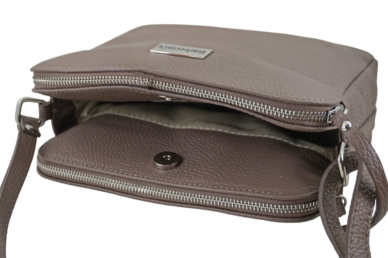 Torebka skórzana damska włoska - Beżowa ciemna