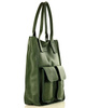 Torebka skórzany shopper bag z kieszeniami - MARCO MAZZINI Ravenna ciemny zielony