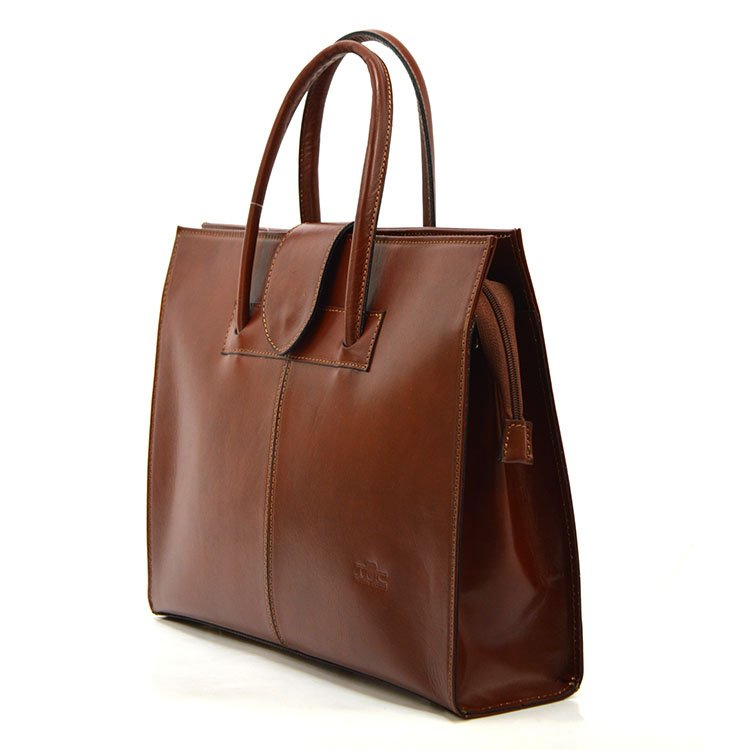 Damska duża skórzana aktówka na dokumenty kuferek