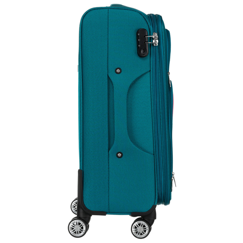 Duża walizka z praktycznej tkaniny poliestrowej w turkusowo-różowym - Peterson