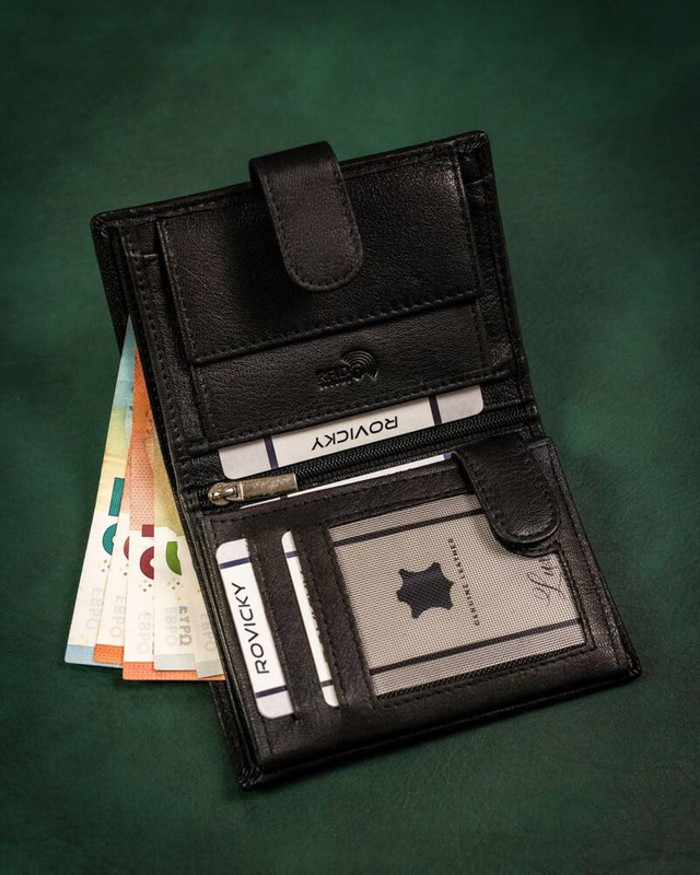 Klasyczny skórzany portfel męski Rovicky z RFID
