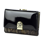 Skórzany damski portfel z elementem skóry węża