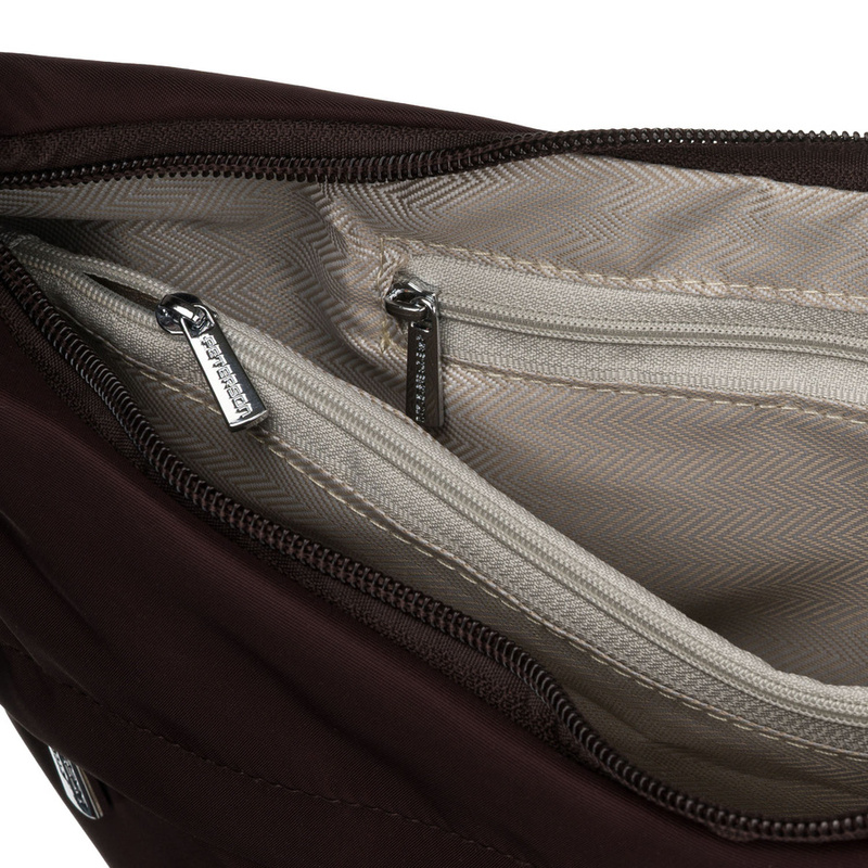 Bordowa torebka damska z poliestru zamykana suwakiem - Peterson