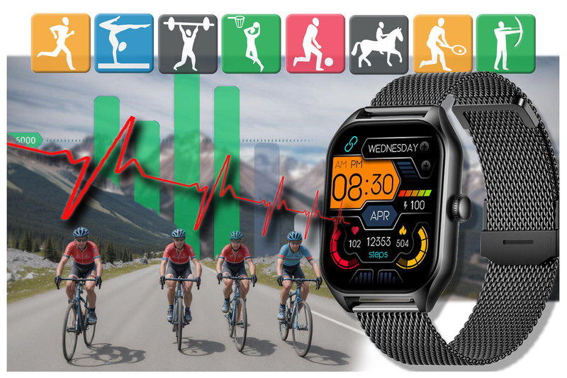 SMARTWATCH UNISEX Rubicon RNCF03 - ROZMOWY BLUETOOTH, ALWAYS ON DISPLAY (sr049a)