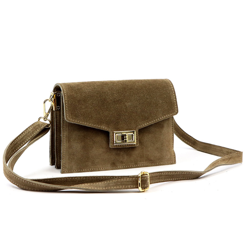 Damska listonoszka ze skóry naturalnej zamszowej z organizerem od Luka