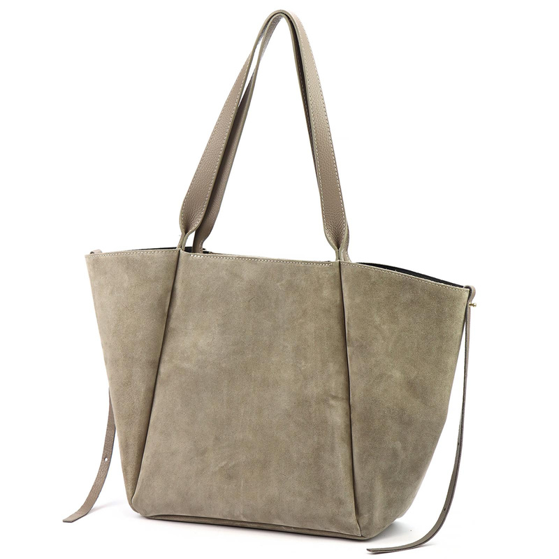 Damska duża skórzana zamszowa shopperbag z wyjmowaną kosmetyczką Luka